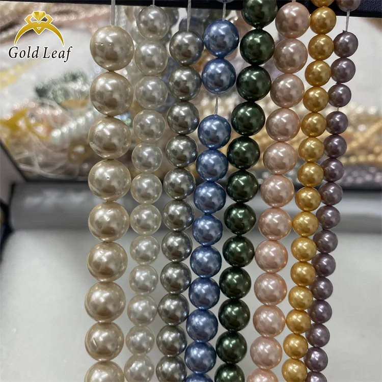 Goldleaf jewelry colored shell pearl necklace 6-8 mm natural shell pearl beads loose pearls for jewelry making wearing