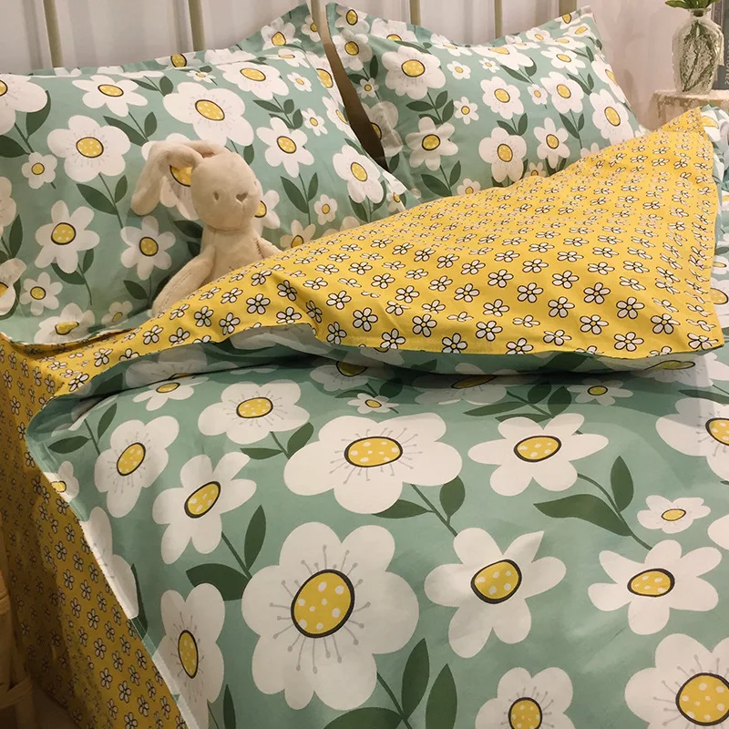 100% Cotton Luxury retro soft king size sheet sets bedding silk 4 in 1 bedding set