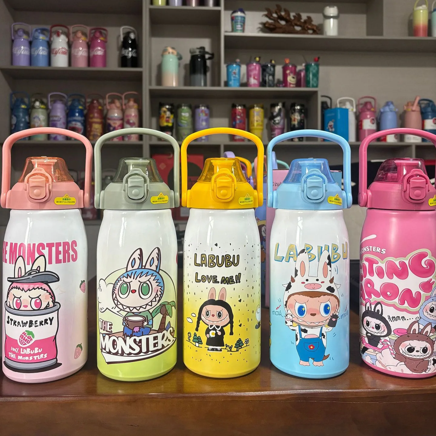 1200ml Cartoon LABUBU Stainless Steel Water Cup Anime Doll Portable Straw Cup Insulation Water Bottle Coffee Mug Cup Gift
