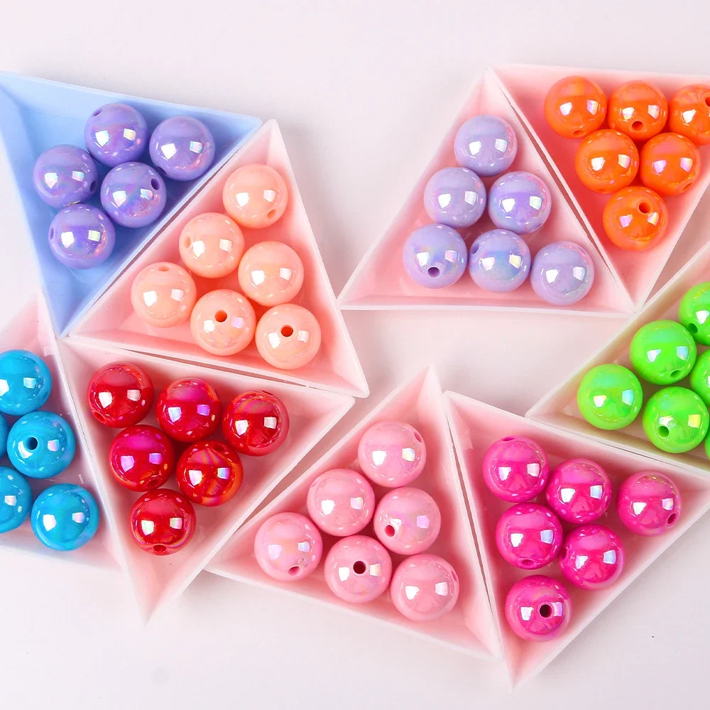 8-16mm Colour AB Charms Round Acrylic Beads Loose Spacer Beads for Jewelry Make DIY Handmade Bracelet Accessories