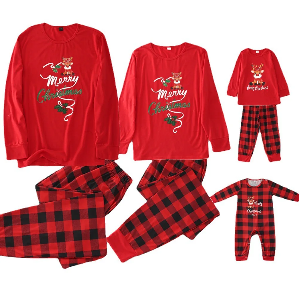 Christmas Pajamas Family Matching Clothes Christmas Pajamas Set Home Clothes Parent-child Baby Bodysuit Matching Couple Outfits