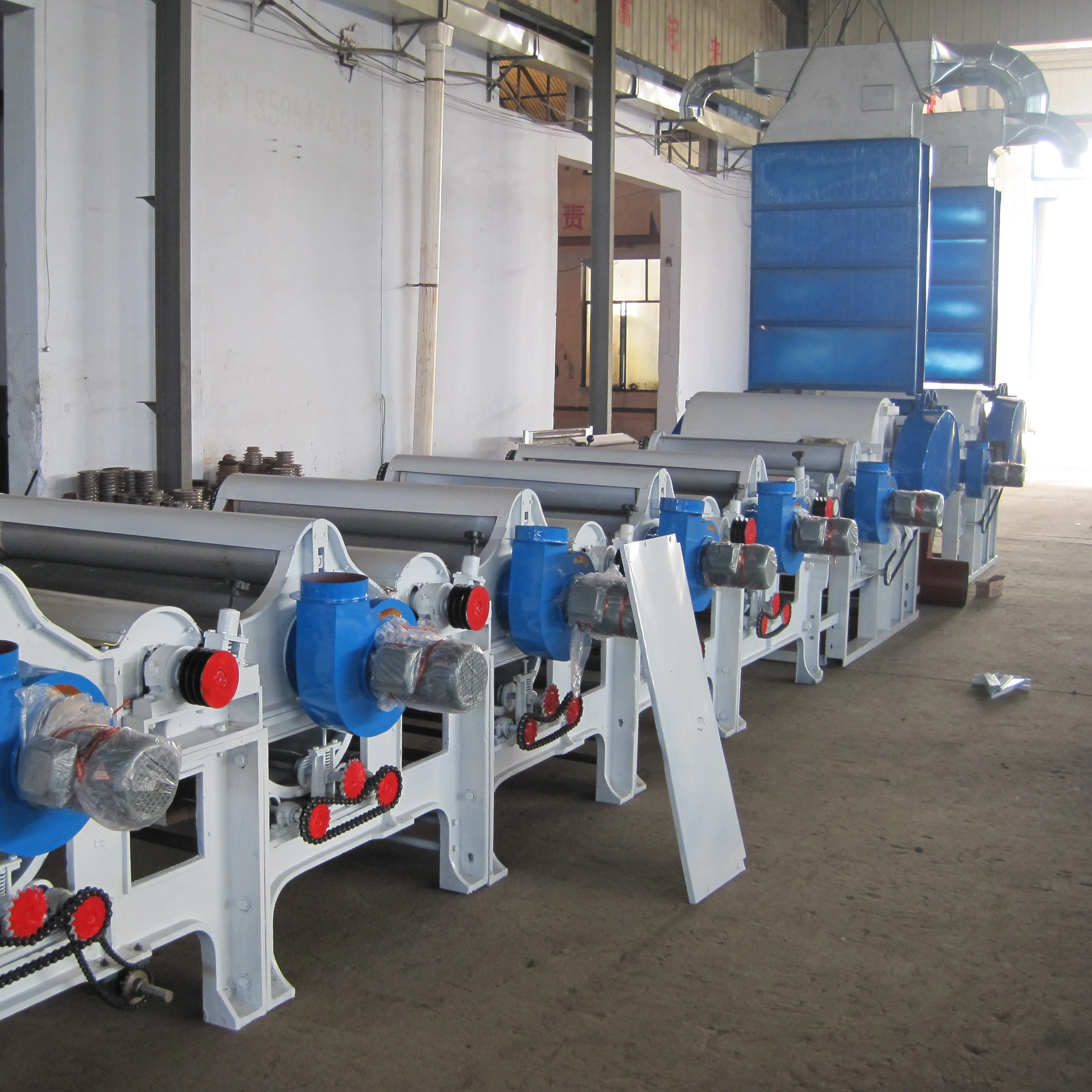 Машина для переработки хлопковых отходов с шестью роликами для спиннинга