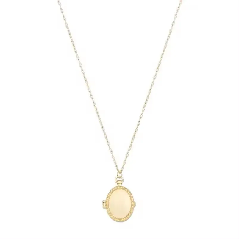 Модная овальная подвеска медальон ожерелье ювелирные изделия 14k 18k позолоченный 925 стерлингового серебра зажим цепи ожерелье для женщин