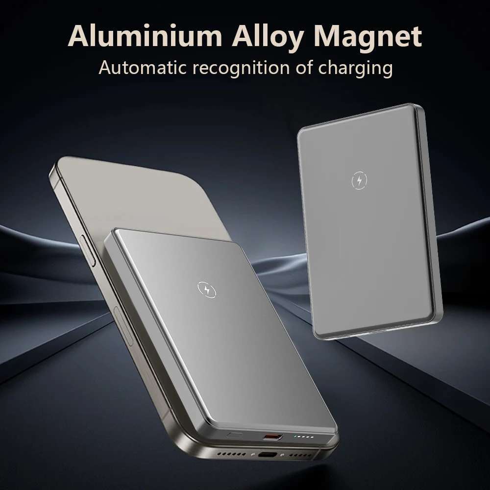 2024 Hot Selling Gift Mini Portable  Power Bank 10000 Mah Magnetic Wireless Power Bank Ultra Slim Power Bank With Logo Custom