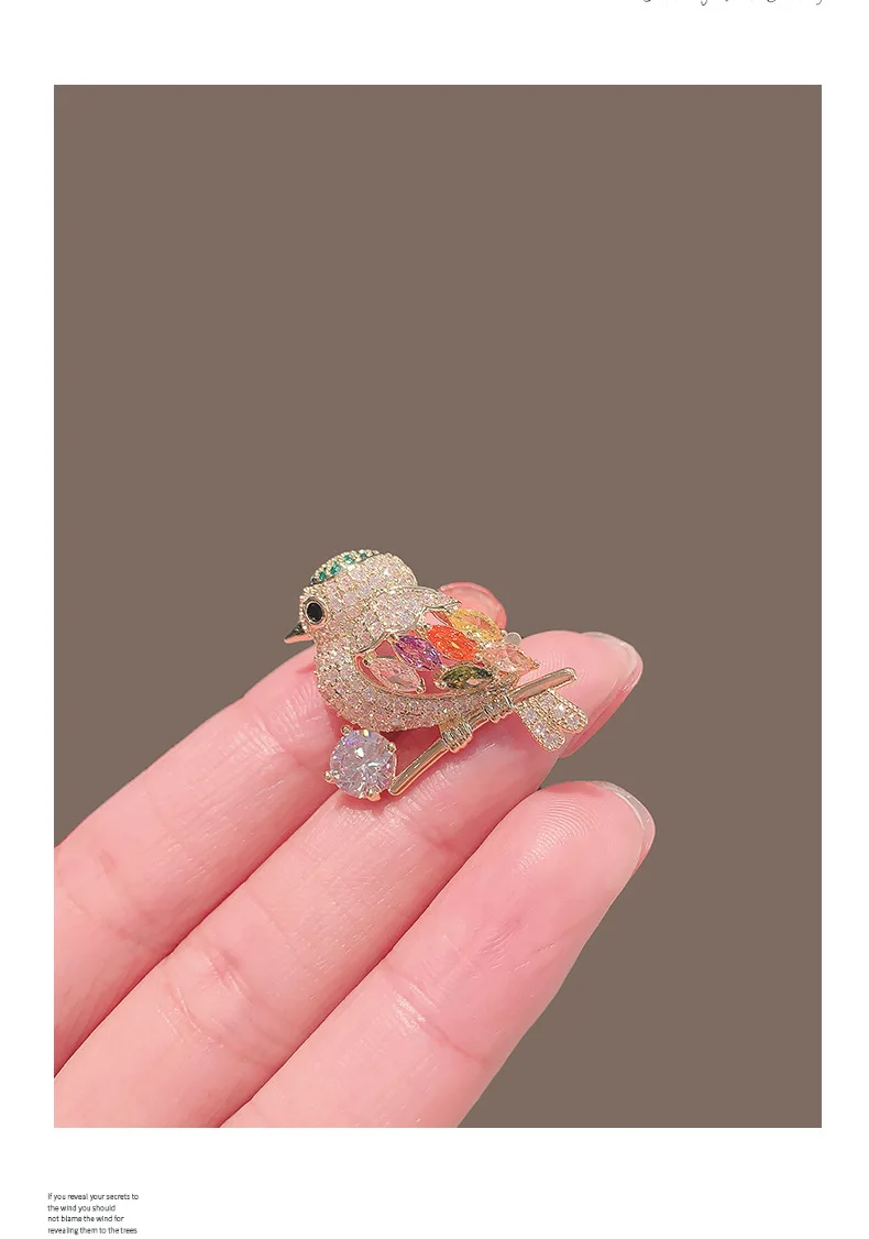Fashion New Trendy Crystal Magpie Bird Pin Broach Brooches