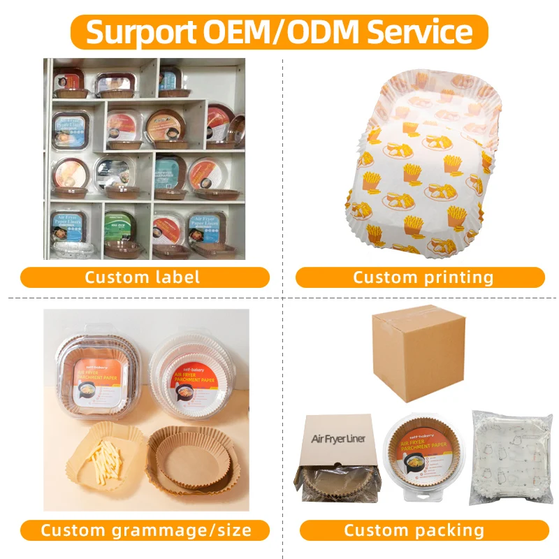 Biodegradable heat resistant disposable freezom liners food grade 7.9-9.8 inches (20-25 cm) air fryer paper