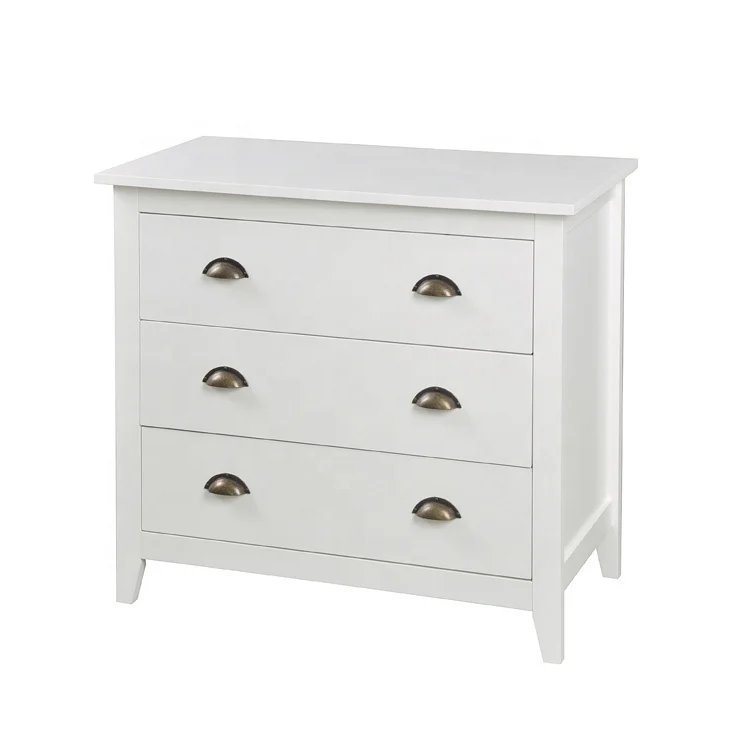 Современная деревянная тумбочка из МДФ с 3 белыми ящиками