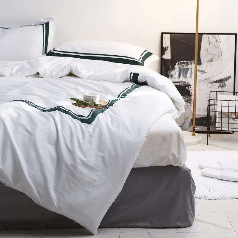 Wholesale Hotel Bed Linen Bedding Set 100% Egyptian Cotton Bed Sheet With duvet cover sets   cotton sheet sets