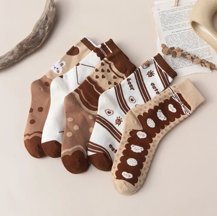 Autumn Cute Bear Socks Japanese Women Korean Socks Girl Wearing Crew Socks