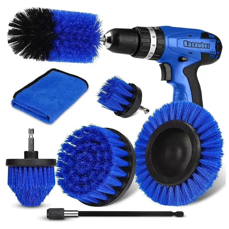 JYM-0502 Car Cleaning Tools Kit with Car Detailing Brush Set 7pcsAuto Detailing Drill Brush Set