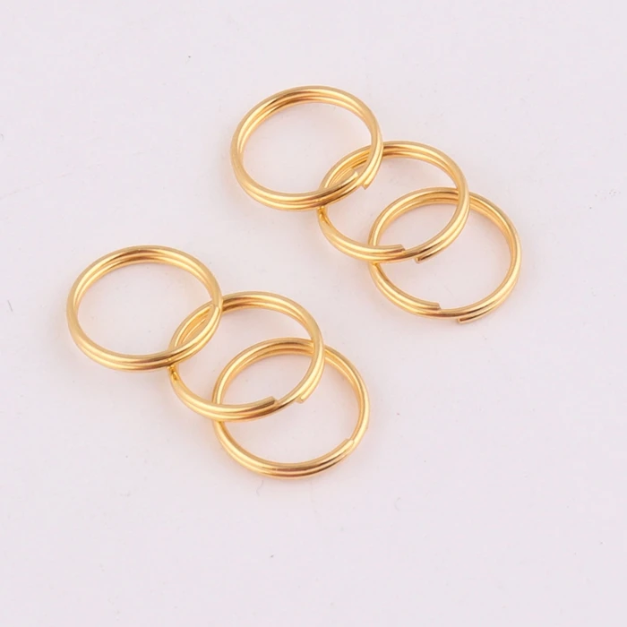 gold 12mm small metal round double split key ring for key chain