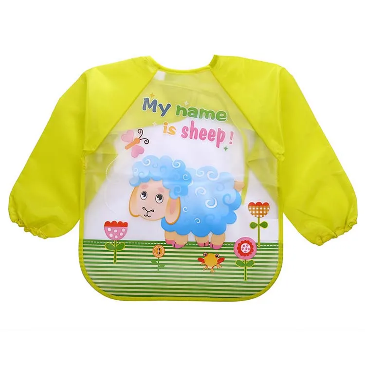 EVA waterproof colorful children bib cute cartoon animal baby bibs full sleeve children aprons long sleeve feeding bibs