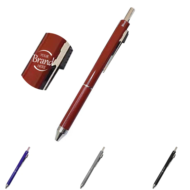 Multi functional four-color black technology gravity sensing pen ballpoint pen Mechanical pencil press multi-color metal pen