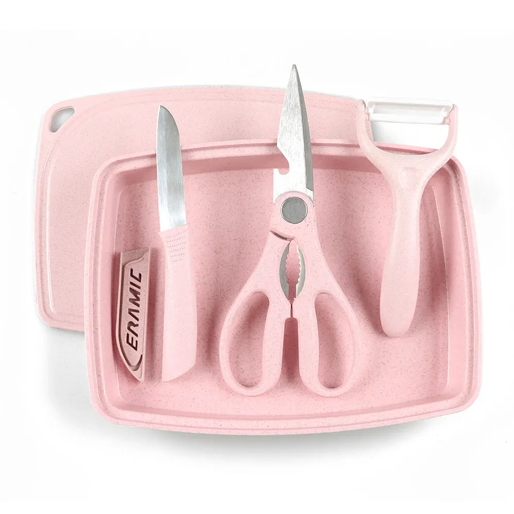 Advanced Fruit Knife Scissor Picnic Home Small Cutting Board Set for Kitchen Cutting Fruits and Vegetable Peeler