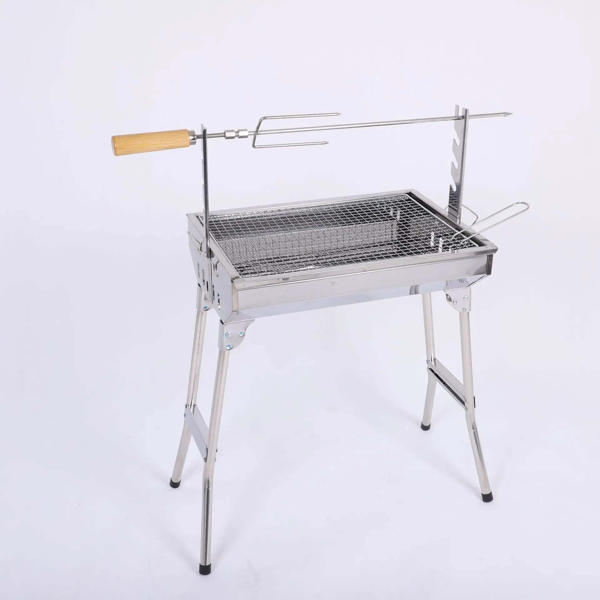Manufacturers wholesale BBQ grill stainless steel outdoor portable folding barbecue grill rotating charcoal grill