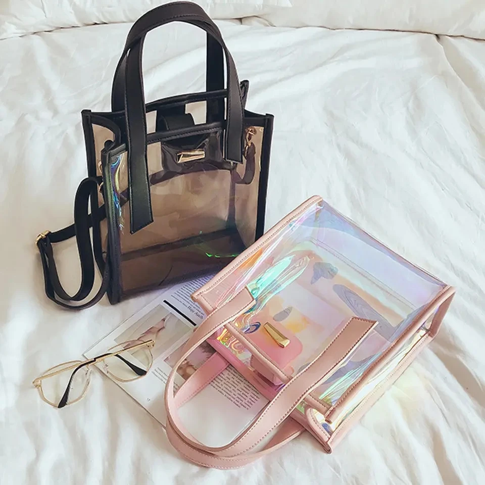 TINYATLadies Handbag for Shopping Shoulder Bag Top Fashion Shiny Laster Leather PVC Women Pillow Polyester ZIP Stone Designer