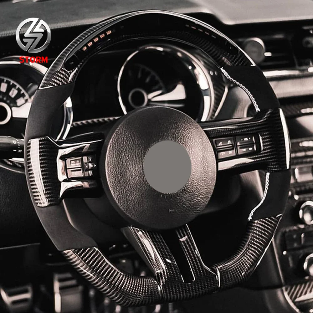 Car Interior Accessories  Carbon Fiber Car Interior Steering Wheel Trims (3pcs) For Mustang 2015