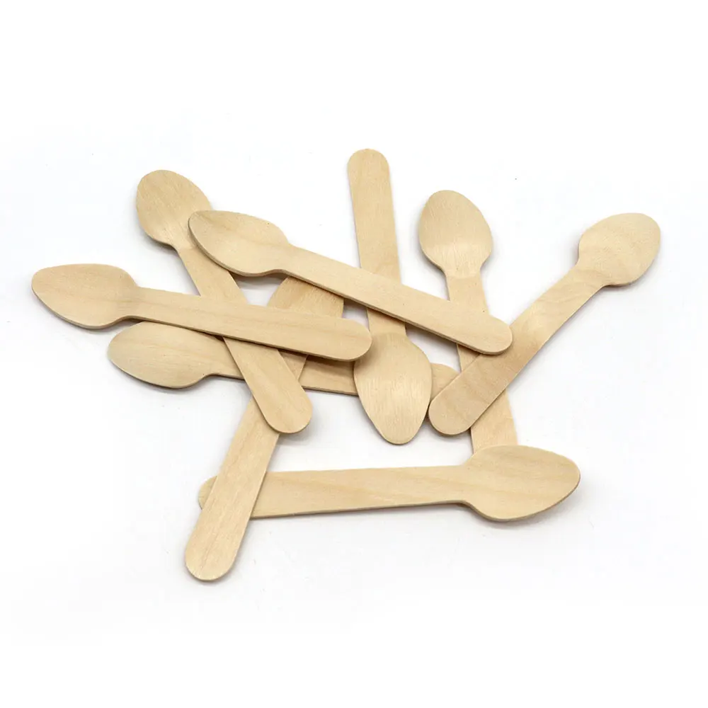 96mm Cheap Wholesale Disposable Compostable Birch Wood Bio Degradable Wooden Spoon