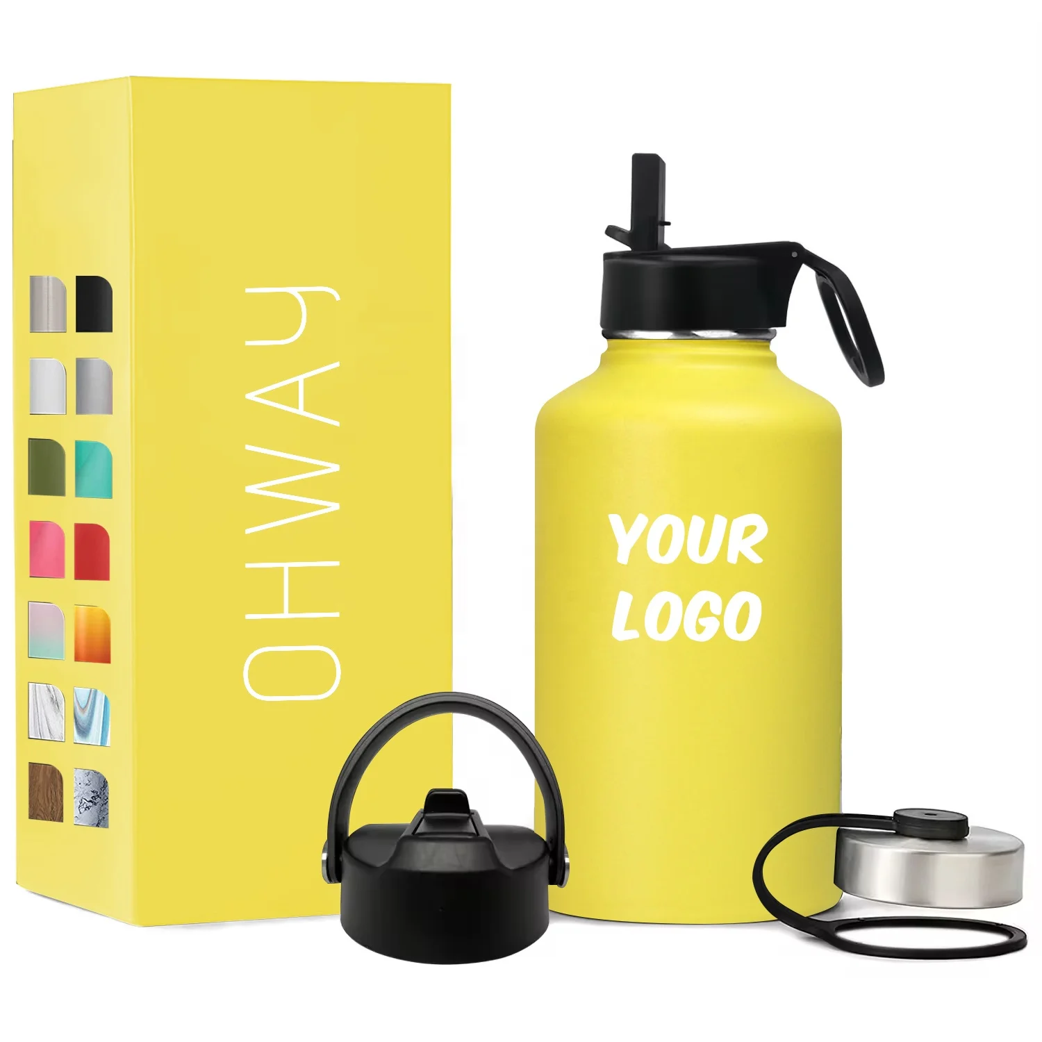 Hot Sale 64oz vacuum insulated stainless steel water bottle thermos 18/8 stainless steel drink water bottles outdoor water jug