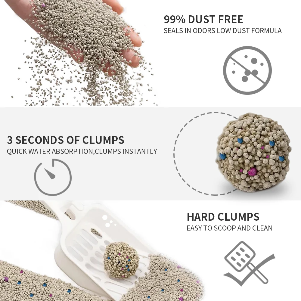 Factory OEM Clumping Cat Sand 1.0-3.5mm Ball Shape Mint Fragrance Bentonite