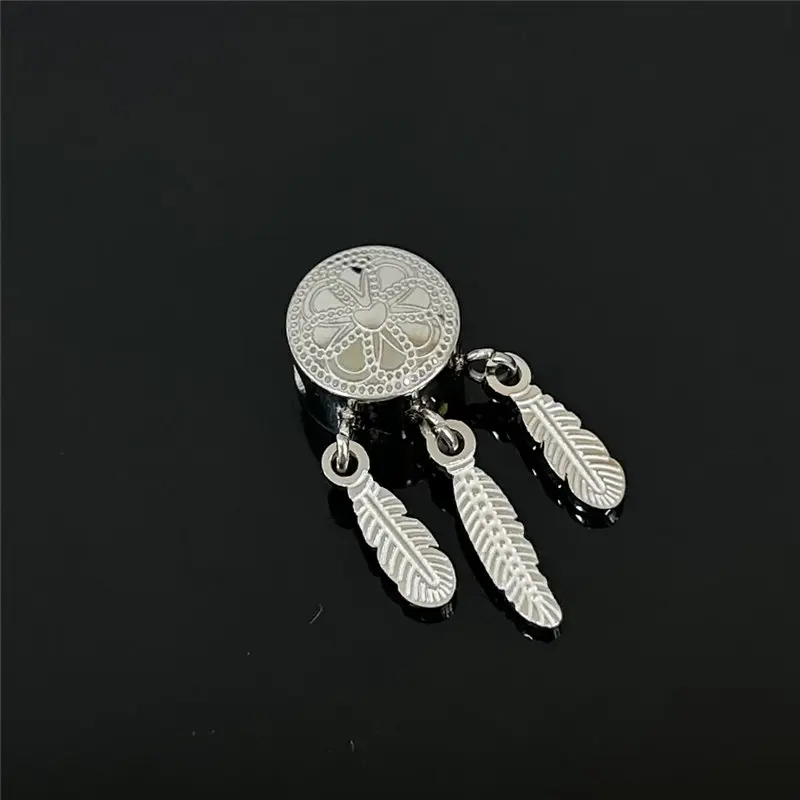 Charm cylindrical dream catcher Pendant three feather stainless steel pendant diy bracelet necklace earrings