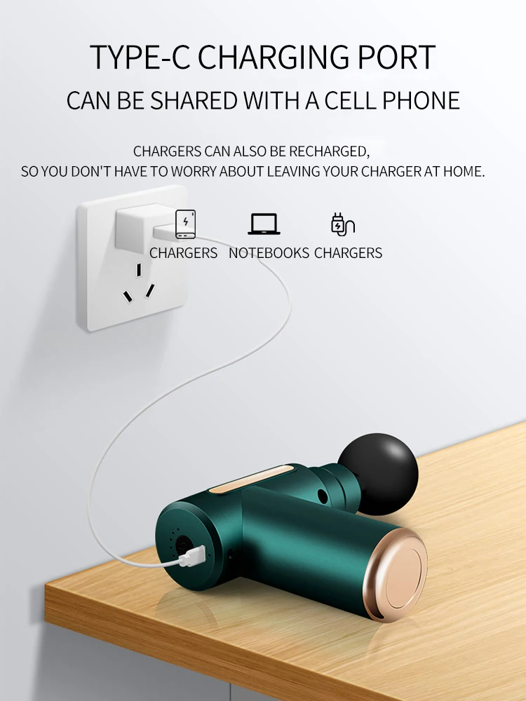 Mini LCD Touch Screen 6 Speeds Rechargeable heads deep muscle mini massage gun tissue massage gun