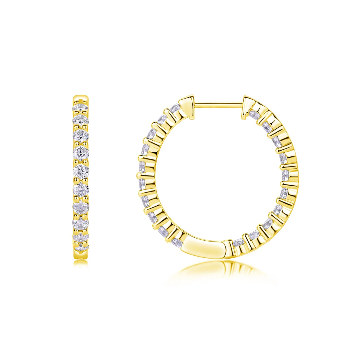Factory Wholesale 2.5mm Moissanite Hoop Earrings GRA Certificate 925 Sterling Silver High Quality Moissanite Earrings for Women
