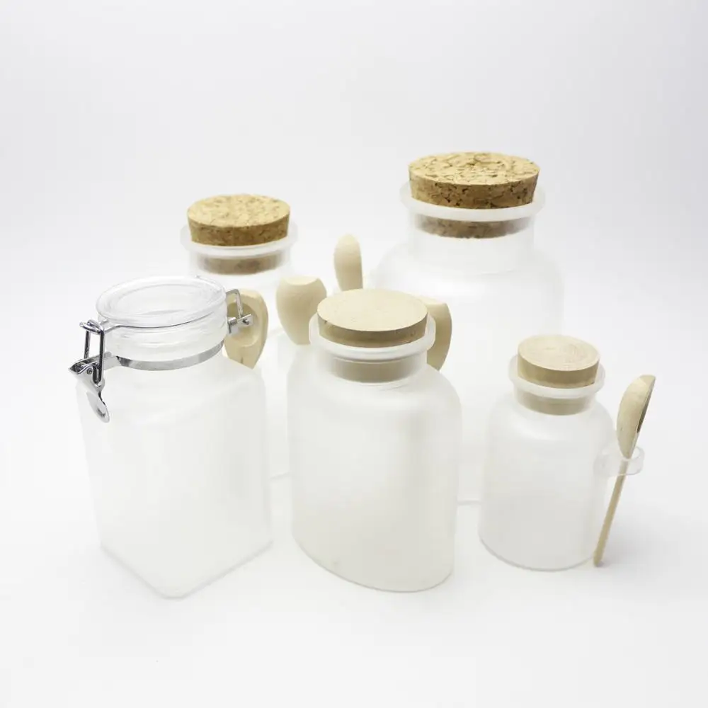 100g/200g/300ml/500ml empty matte plastic bath salt jar/bottle/container for body scrub