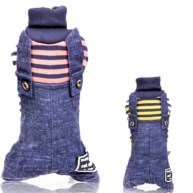
Suspender trousers and fleece for small dogs pet clothes red and yellow stripe thick clothes for winter warm and comfortable 