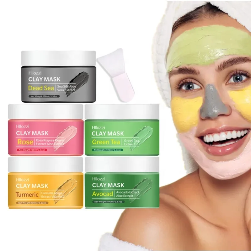private label acne pore blackhead remover avocado green tea turmeric dead sea mud clay mask for face