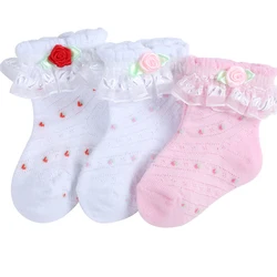 Wholesale cute baby girl lace stockings two pairs of comfortable baby decorative socks Newborn baby