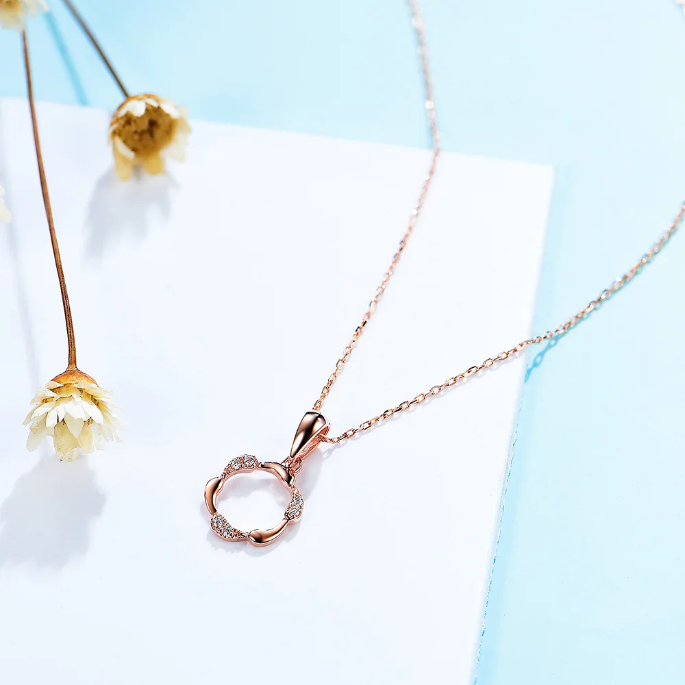 kuololit Gold Necklace For Women Genuine 14K 585 Rose/Yellow/White Gold Necklace Chain Initial Diamond Necklace Fine Jewelry