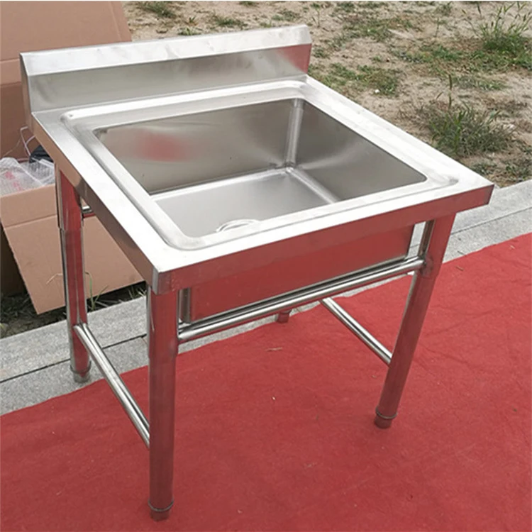 Heavy Duty Stainless Steel Sink Kitchen Waste Collection Work Table with Double Sink Bench
