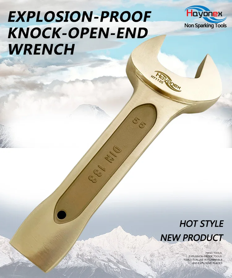 Safety tool explosion-proof knock open-end wrench aluminum bronze material can be customized Non sparking tools ratchet joint