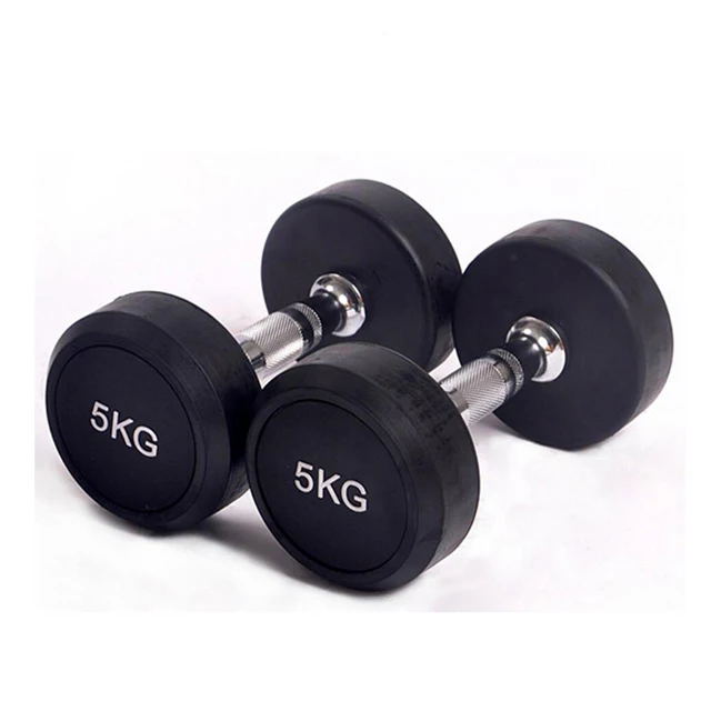 wholesale Coated Dumbbell Round Rubber Cpu Coated Cast Iron Dumbbell Round Head Rubber Dumbbell sales For Weight Lifting