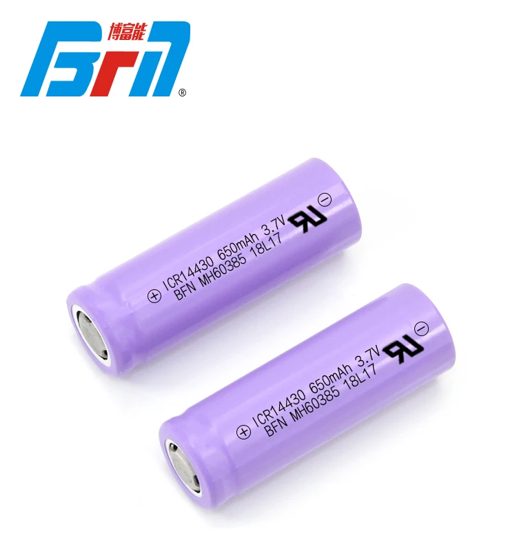 Custom model 14430 650mah NCM INR lithium ion battery for mini fan flashlight
