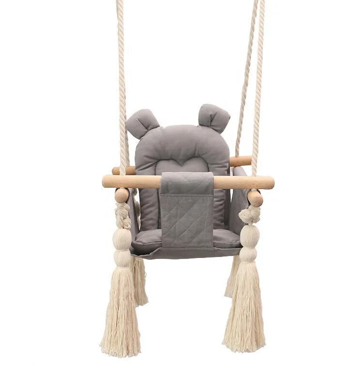 
factory wholesale wooden material safety baby swing toy home indoor Infant pocket swing chair hanging outdoor garden camping 