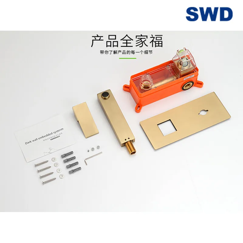 Brass Brushed Gold Conceal Wall Mounted Hot Cold Water Mixer Black Brushed Rose Gold Basin Water Tap Bathroom Wall Faucet