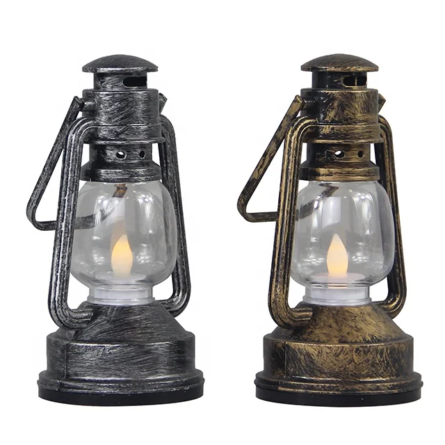 Wholesale Painted Plastic Tiny Old Metallic Oil Outdoor LED Lantern With Flameless Tea Light