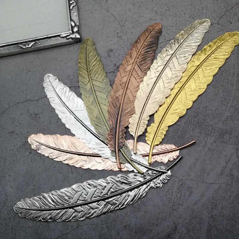 New Creative Retro Cute Feather Design Metal Bookmark For Books Students Vintage Bookmarks