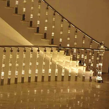 Indoor Crystal Glass Stair Pillar Balustrade Transparent Clear Acrylic Stair Handrail