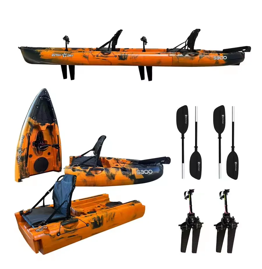 Seaperk HDPE Plastic Hard Shell Hand Feel Free Two Pieces Electric Kayak Con Pedal Boat For 2 Person Fishing Kayak