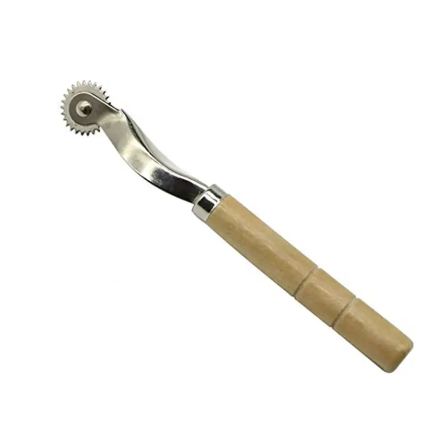 Wooden handle tracing wheel for making lines handmade sewing leather wheel hand stitch
