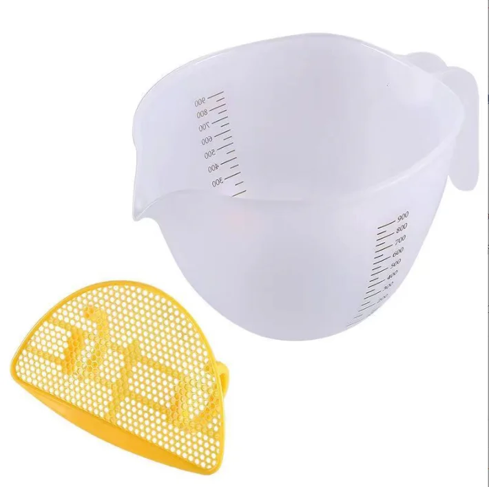 Фильтровальная мерная чашка с градуированным пластиковым венчиком 1 литр большой емкости для выпечки молока чая