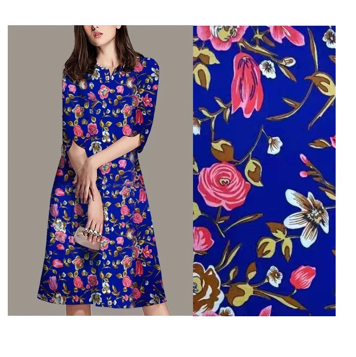 Wholesale Rayon Challis  Viscose Print Fabric Flower Screen Print Woven Fabric for SriLanka Market