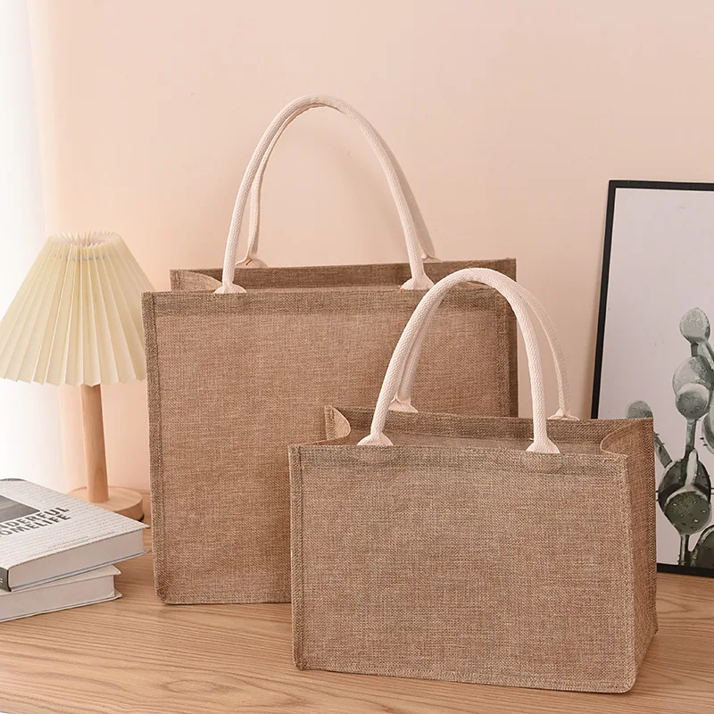 Wholesale Custom Printed Logo Eco-friendly Burlap Jute Shopping Tote Bag
