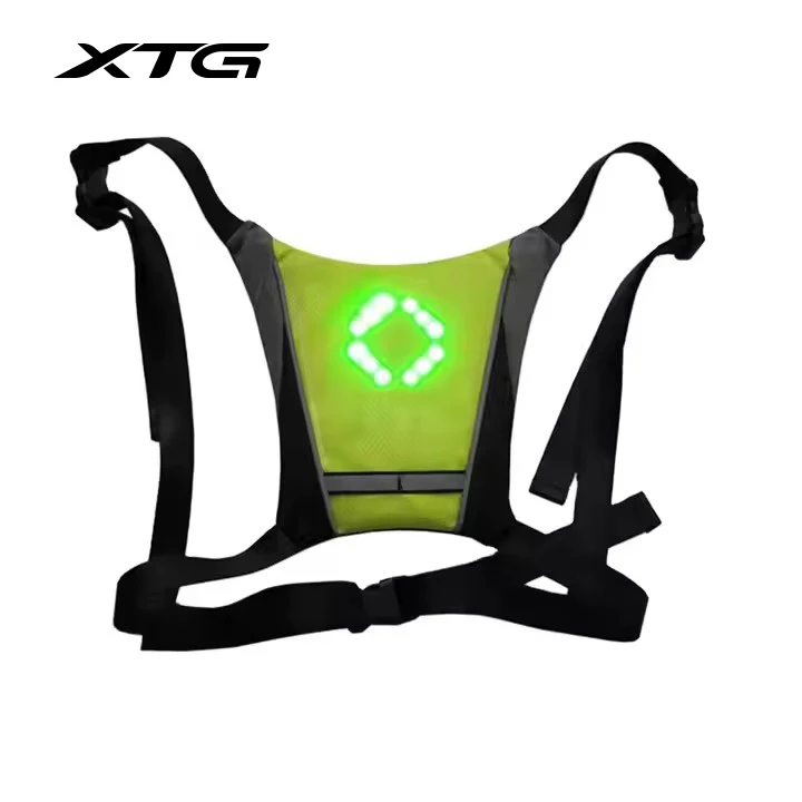 XUNTING Wireless Remote Control Led Luminous Warning Cycling Vest Running Safety Vest Night Running Luminous Indicator Back Clip