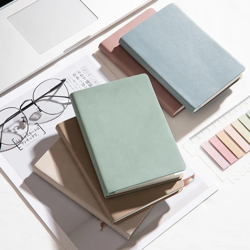School notebooks customizable a5 a6 b6 small diary cute pocket soft cover leather notebook journal gift set