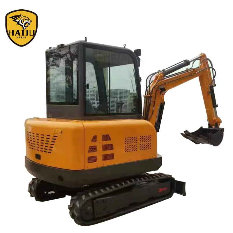 China Made 2.4Ton 2.5Ton HJ35 Micro Mini Excavator Garden Farm Excavator Machine With Closed Cabin Prices