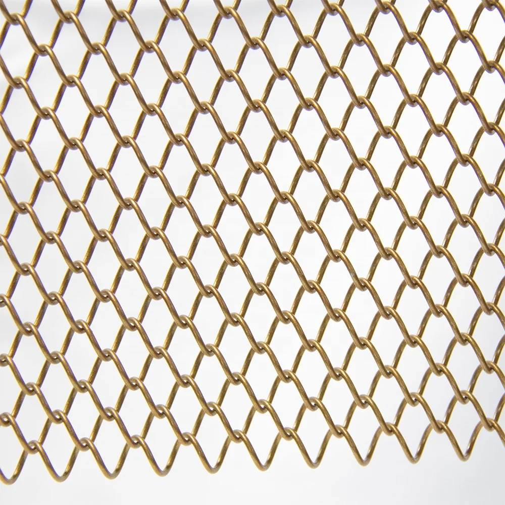 Customized bronze/gold aluminum Chain Link Mesh for Hotel ceiling decorative curtain